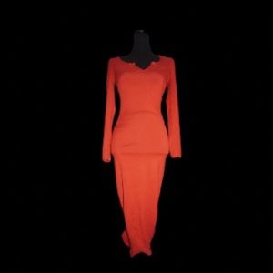 Rust red long sleeve dress
